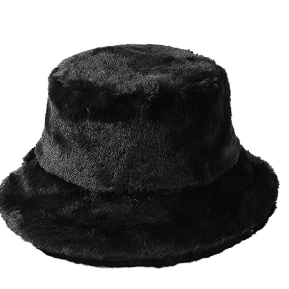 Black Fuzzy Bucket Hat